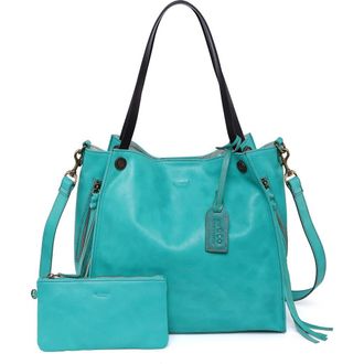 OLD TREND Daisy Leather Tote Bag in Aqua at Nordstrom Rack