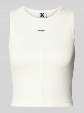 Karo Kauer Cropped Tanktop mit Label-Patch in Weiss, Gr&ouml;&szlig;e XS