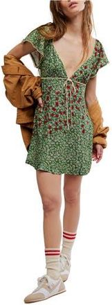 Free People Backroads Floral Flutter Sleeve Mini Sundress in Forest Combo at Nordstrom Rack, Size X-Small