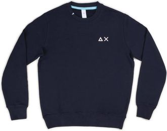 Sun 68 Blauwe Katoenen Hoodies voor Mannen - Heren - Ronde hals truien - Blauw - 3XL - Katoen - Truien & Vesten