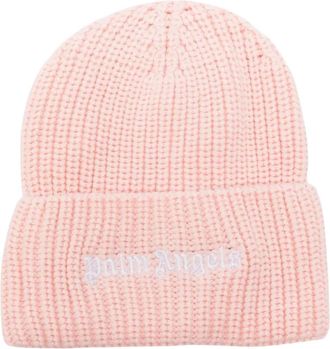 Palm Angels Accessoires, Dames, Roze, M, Katoen, Geborduurde Katoenen Muts