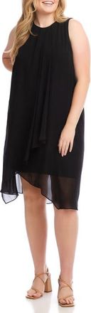 Karen Kane Draped Crossover Shift Dress in Black at Nordstrom, Size 2X