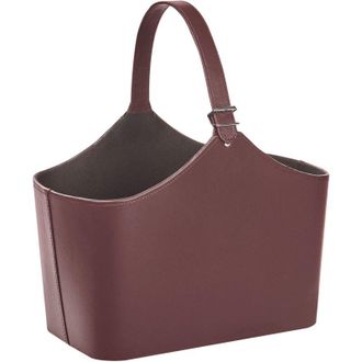 Beliani Beliani - Traditional Handmade Storage Basket with Handles Magazine Rack Faux Leather Brown Elam