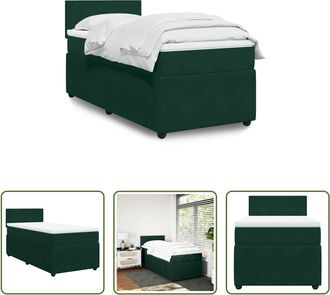 vidaXL Vidaxl Cama Box Spring Con Colch&oacute;n Terciopelo Verde Oscuro 80x200 Cm