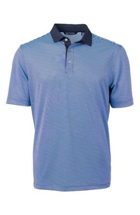 Cutter & Buck Virtue Micro Stripe Polo in Atlas/Navy Blue at Nordstrom, Size 2Xlt