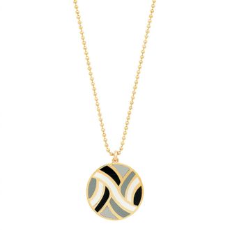 Jessica Elliot Womens Large Round Enameled swirl Pendant Necklace In Vermeil/neutrals