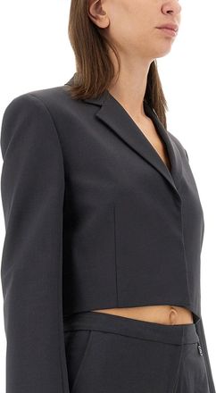 Diesel Cropped Wool-Blend Jacket - Black