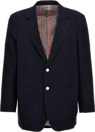 Thom Browne Heren, Jassen, Blauw, Maat: XS Wol