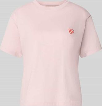 Jake*s Casual Regular Fit T-Shirt mit Motiv-Stitching in Hellrosa, Gr&ouml;&szlig;e XXL