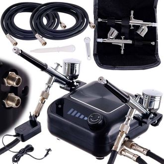 OEM Compresor Aer&oacute;grafo 2 Aer&oacute;grafos Boquilla 0.3mm Auto Stop Set