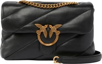 Pinko Classic Love Puff Maxi Bag - Dames - Schoudertassen - Zwart - ONE Size - Katoen - Tassen
