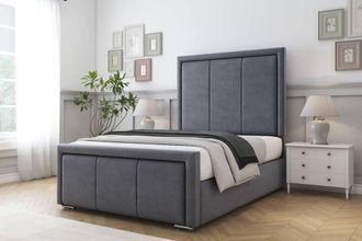 Comfort Beds Savoy Plush Bed Frame With Mattress-50 Upholstered in Dark Grey | Size: King