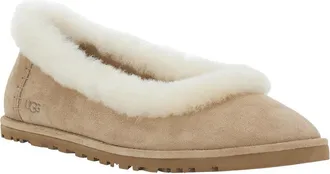 UGG Womens Ballet Shoes Zora Beige Suede Leather Ballerina