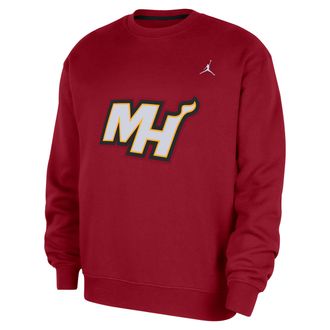 Nike Jordan Mens Miami Heat Statement Essentials Jordan NBA Fleece Crew-Neck Sweatshirt in Red | HM7592-608