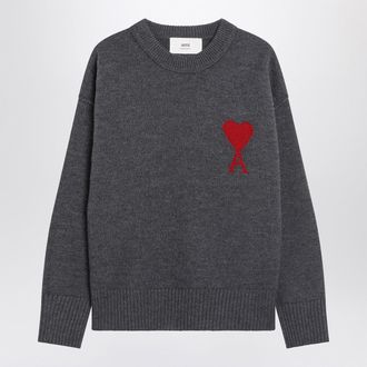 Ami Grey Ami De Coeur Wool Sweater