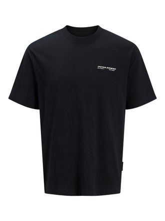 Jack & Jones Print-Shirt JACK & JONES JCOCALMA BACK PRINT TEE SS CREW NECK, Herren, Gr. M, schwarz, Jersey, Obermaterial: 100% Baumwolle, bedruckt, regular fit tai