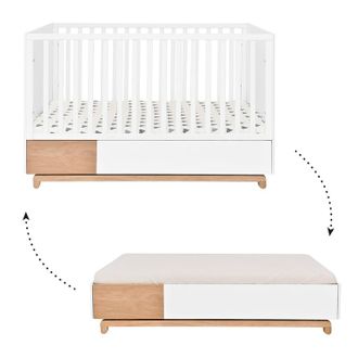 OEM Lit &Eacute;volutif 70x140 Tiroir Inclus Bellamy Nomi Blanc Et Bois