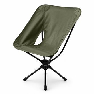 OEM Sedia Luna Pieghevole Girevole A 360&deg; In Alluminio Verde Kaki Da Campeggio