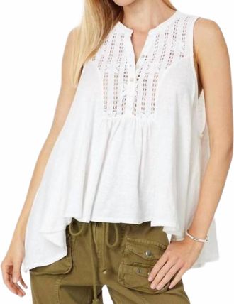 Free People Lace Yoke Henley Sunkissed Top In Ivory