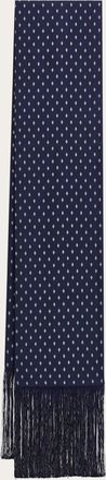 Ferragamo Men Micro Gancini print silk scarf Blue