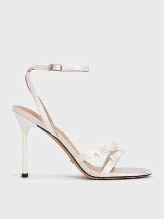 Charles & Keith Jessy Recycled Polyester Bow Ankle-Strap Stiletto-Heel Sandals