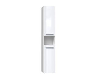 OEM Estante Para Mueble De Ba&ntilde;o - Cuerpo Blanco Mate, Frontal Blanco Brillante - Dise&ntilde;o Universal, Posibilidad De Montaje A La Izquierda O A La Derecha