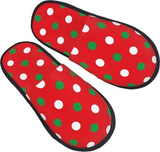 Generic White And Green Polka Dot Men Women House Shoes Soft Shoes Non-Slip Slippers For Indoor Bedroom Outdoor L