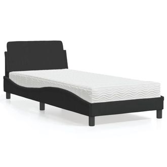 Berkfield Home Bed with Mattress Black Single Velvet