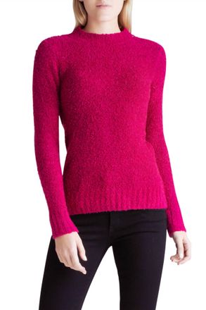 Kensie Fuzzy Boucle Long Sleeve Sweater In Pink