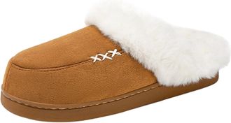 Generic Womens Slippers Womens Winter Fuzzy Shoes Cozy Indoor Outdoor Comfortable Soft Warm Slip On Slides For Ladies Plush Home Footwear Ladies Slippers(Brow