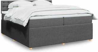 vidaXL Vidaxl - Cama Box Spring Con Colch&oacute;n Tela Gris Oscuro 200x200 Cm