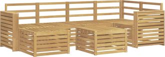 vidaXL Conjunto De Sof&aacute;s De Exterior 7 Uds. Blanco Poli&eacute;ster Vidaxl
