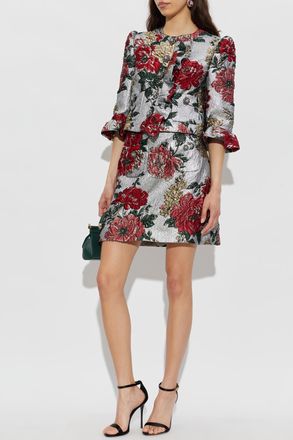 Dolce & Gabbana Blazer With Floral Motif, Womens, Silver