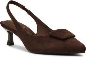 Anne Klein Izanda Pointed Toe Slingback Pump in Brown Microsuede at Nordstrom Rack, Size 5.5