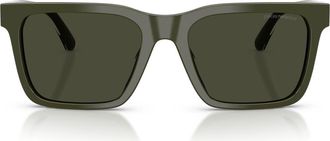 Emporio Armani 57mm Square Sunglasses in Shiny Green /Green at Nordstrom