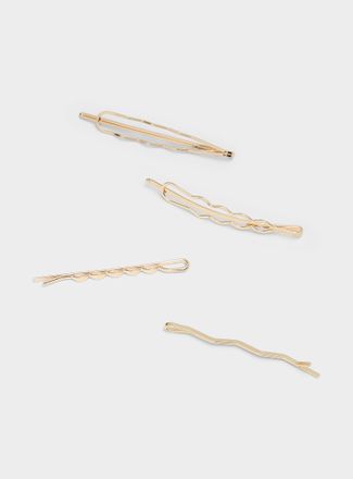 Simons Womens Wavy metallic barrettes Set of 4