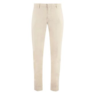 Hand Picked Slim-fit Trousers, male, Beige, Size: W35 Cotton Trousers with Pockets