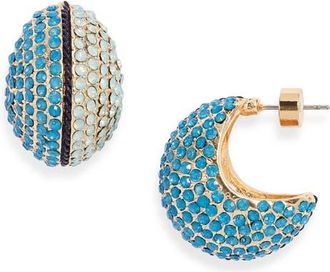 Nordstrom Pav&eacute; Orb Huggie Hoop Earrings in Blue Multi- Gold at Nordstrom