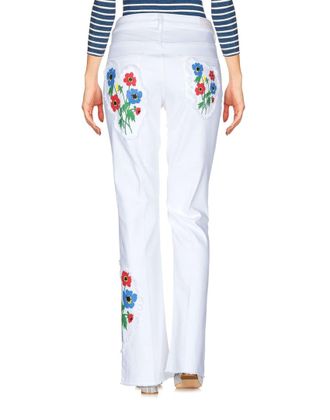 Sonia Rykiel white denim floral embroidered jeans Size XL