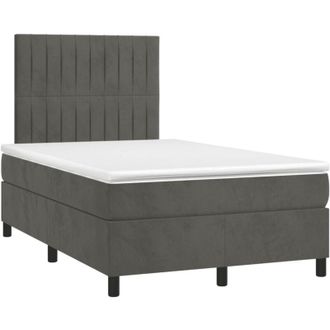 vidaXL Vidaxl - Cama Box Spring Colch&oacute;n Y Led Terciopelo Gris Oscuro 120x190 Cm