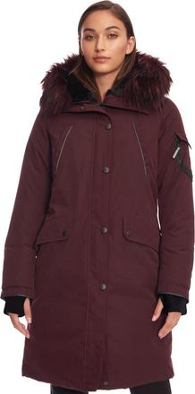 Alpine North LAURENTIAN - Vegan Down Long Parka Winter with Faux Fur Hood in Grape at Nordstrom, Size X-Large