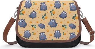 Generic Cute Hippo Pattern Womens Crossbody Bag Fashion Shoulder Handbags Message Tote Bag with Adjustable Strap
