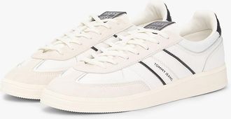 Tommy Hilfiger Mens Tommy Jeans Suede Mix Skater Sneaker - Ecru/Black - US 11.5 / EU 45