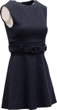 Valentino Garavani Womens Navy Check Sleeveless Mini Dress Blue