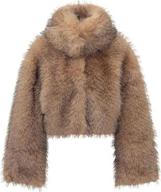 Rotate Cropped Jas met Faux Fur Effect - Dames - Jassen - Veelkleurig - S - Jassen