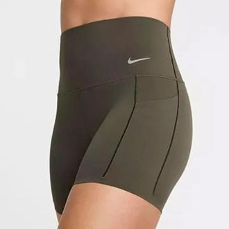 Nike Universa Biker Short Womens Green Stretch 5 Inseam Activewear SRT686