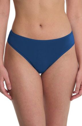 Natori Bliss Bare Stretch Cotton Thong in Dark Cobalt at Nordstrom, Size X-Large