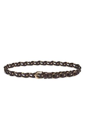 Madewell Metal Ring Woven Belt in Leather in Coffee Bean at Nordstrom, Size Xx-Small