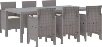 vidaXL Vidaxl - Garden Dining Set 7 pcs Light Grey Polt rattan
