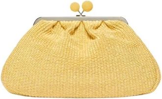 Max Mara Pasticcino Bag Medium Effetto Rafia - Dames - Clutches - Geel - ONE Size - Katoen - Tassen